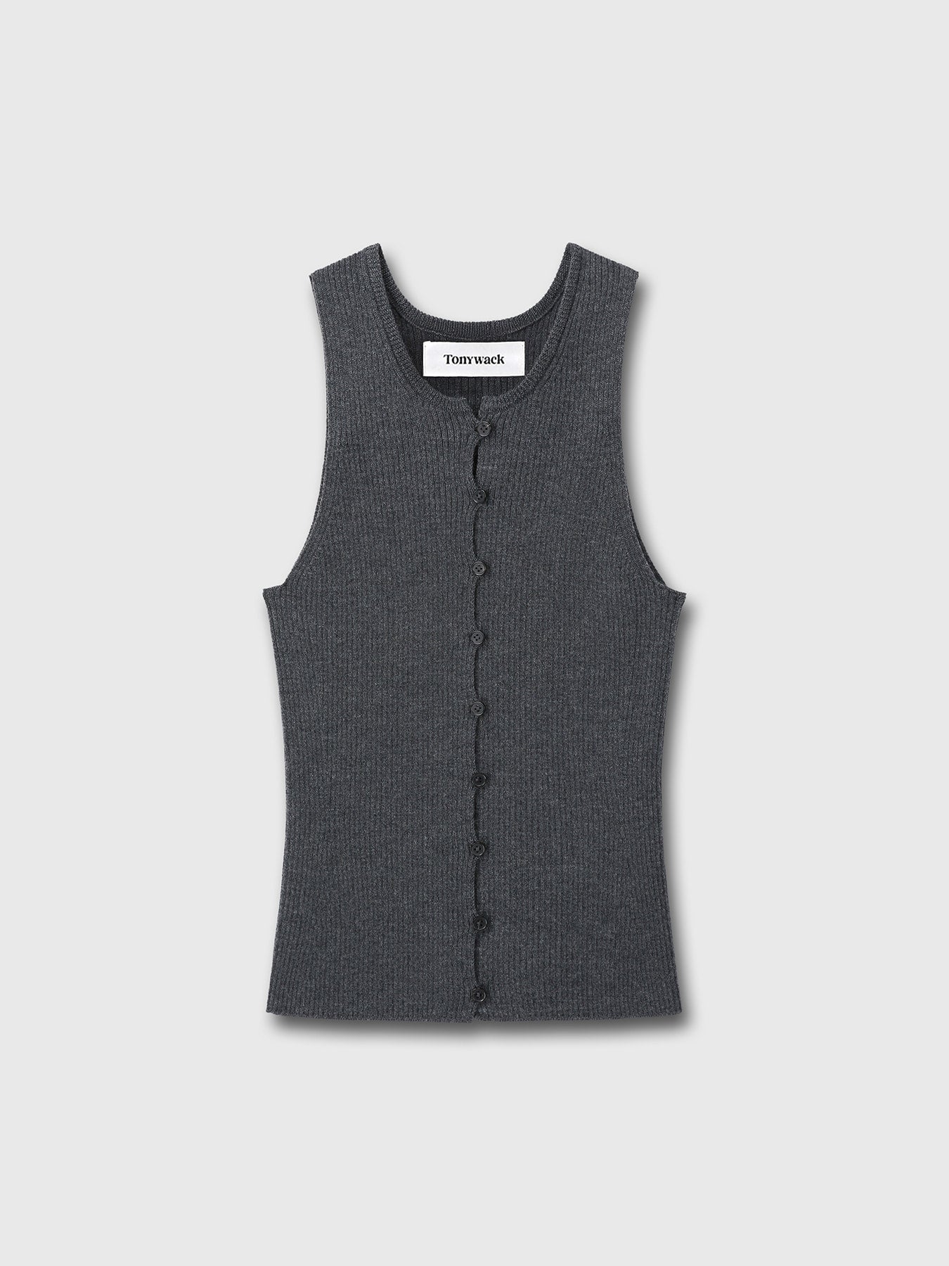 Tonywack - Button Ribbed Sleeveless Cardigan (Charcoal) product image 7 | TRAB K-Fashion Australia