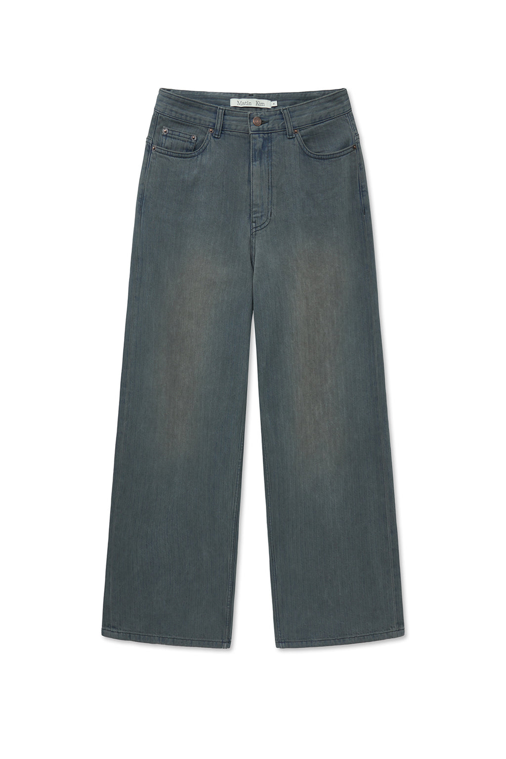 Matin Kim - Herringbone Wide Denim Pants (Smoke Blue) product image 1 | TRAB K-Fashion Australia