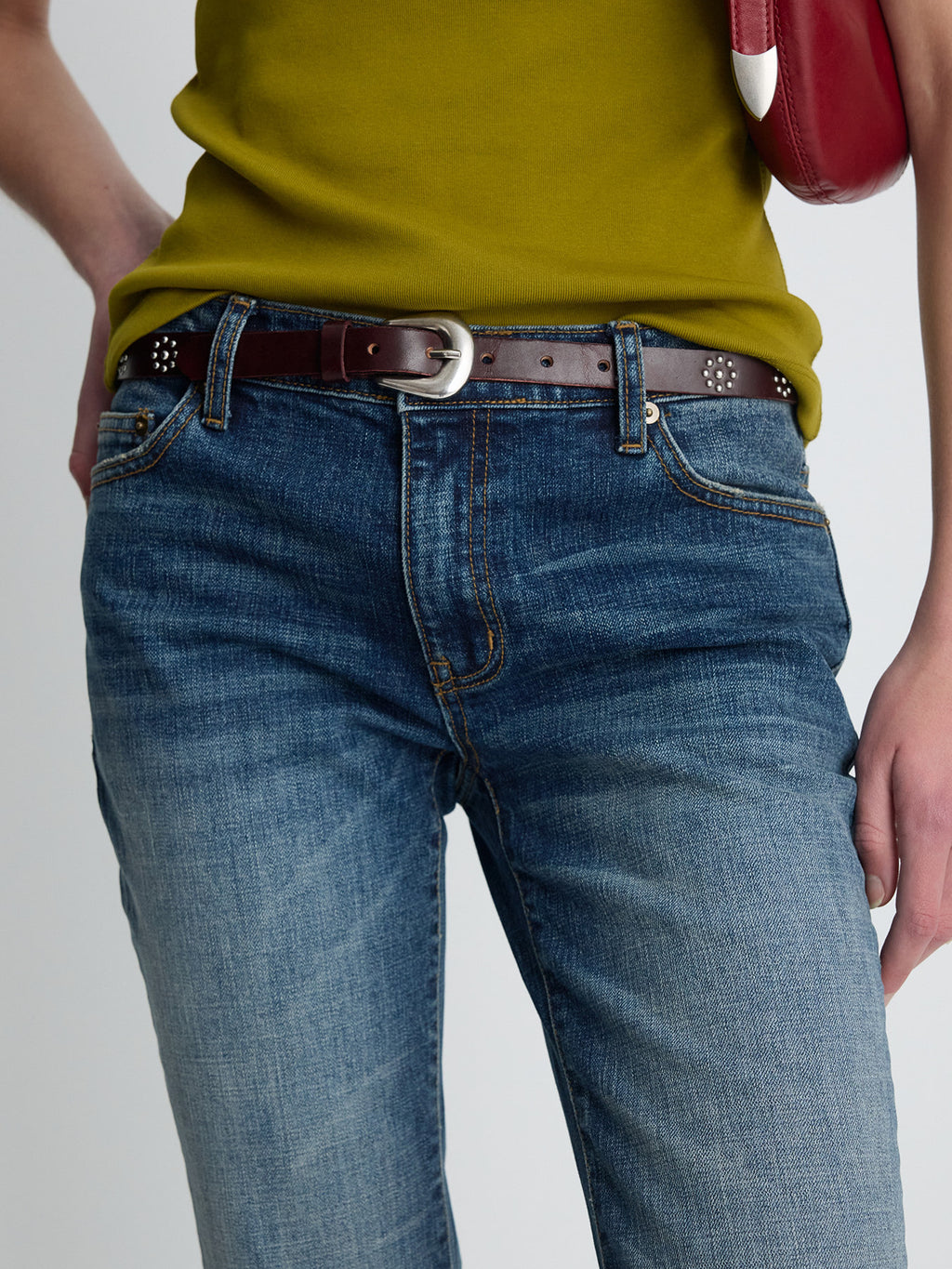 Tonywack - Low-Rise Denim Bootcut Trousers (Washed Mid Blue) product image 3 | TRAB K-Fashion Australia
