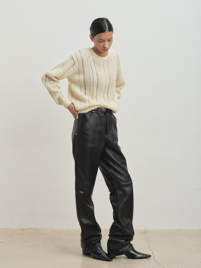 Tonywack - Kid Mohair Distressed Ribbed Sweater (Ecru) product image 1 | TRAB K-Fashion Australia