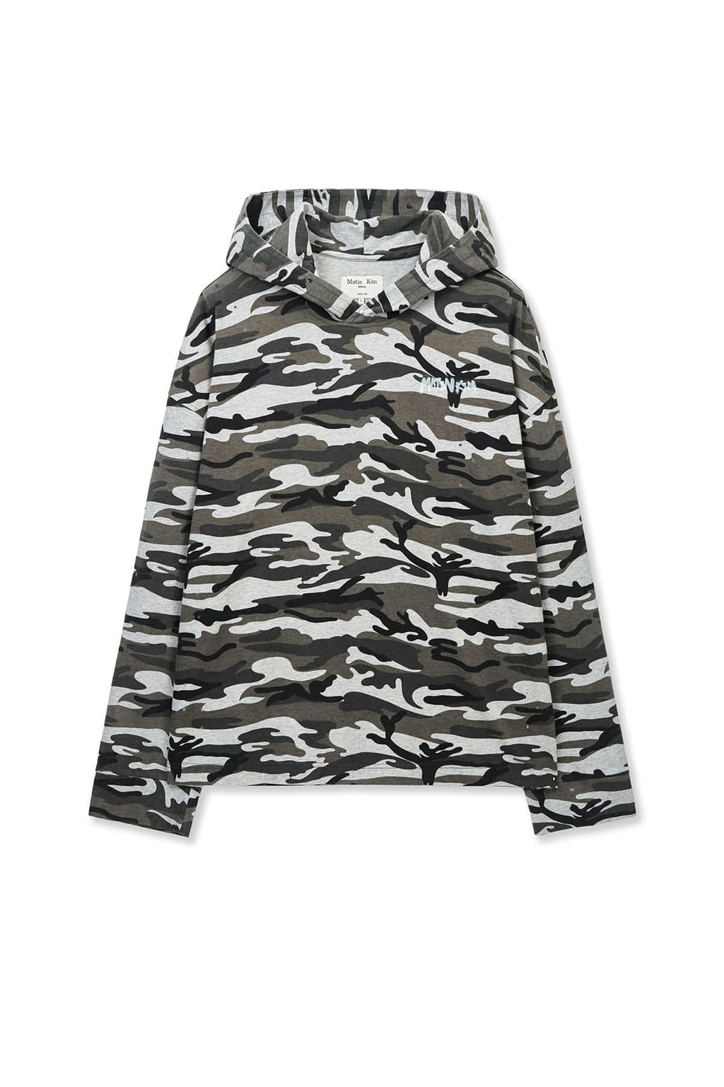 Matin Kim - Typo Artwork Camouflage Hoody (Khaki) product image 1 | TRAB K-Fashion Australia
