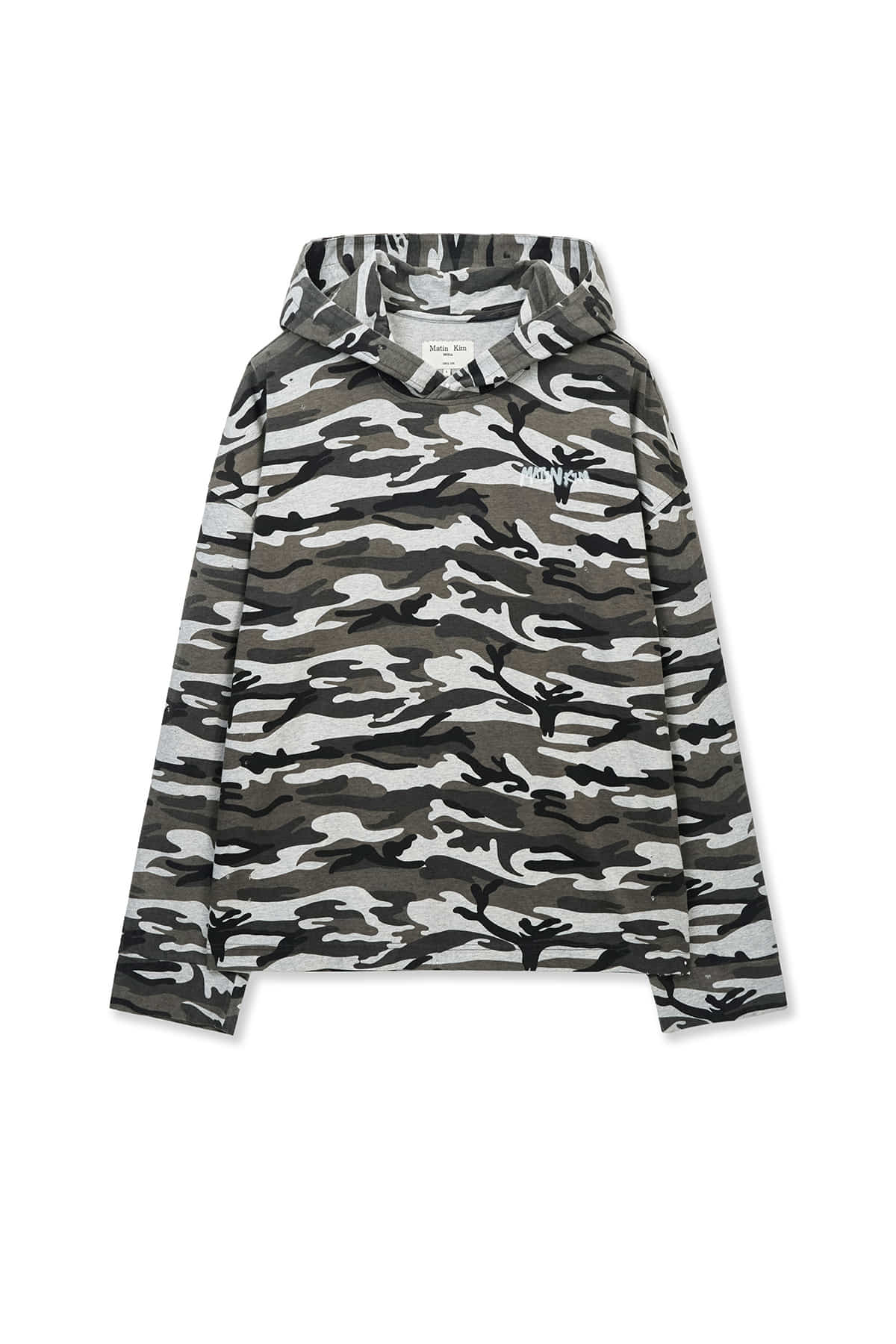 Matin Kim - Typo Artwork Camouflage Hoody (Khaki) product image 1 | TRAB K-Fashion Australia