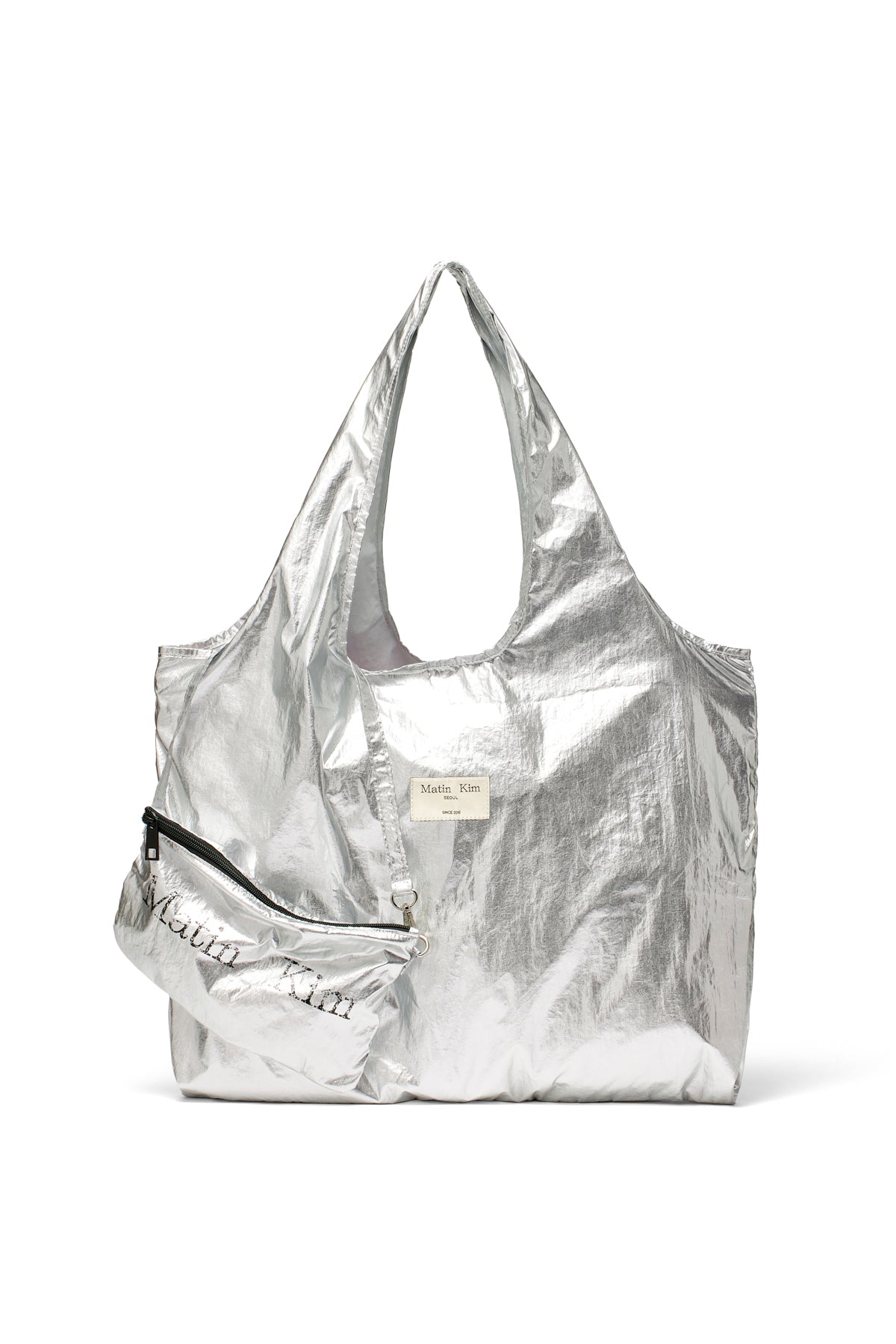 Matin Kim - Matin Cracked Logo Glossy Ecobag (Silver) product image 2 | TRAB K-Fashion Australia