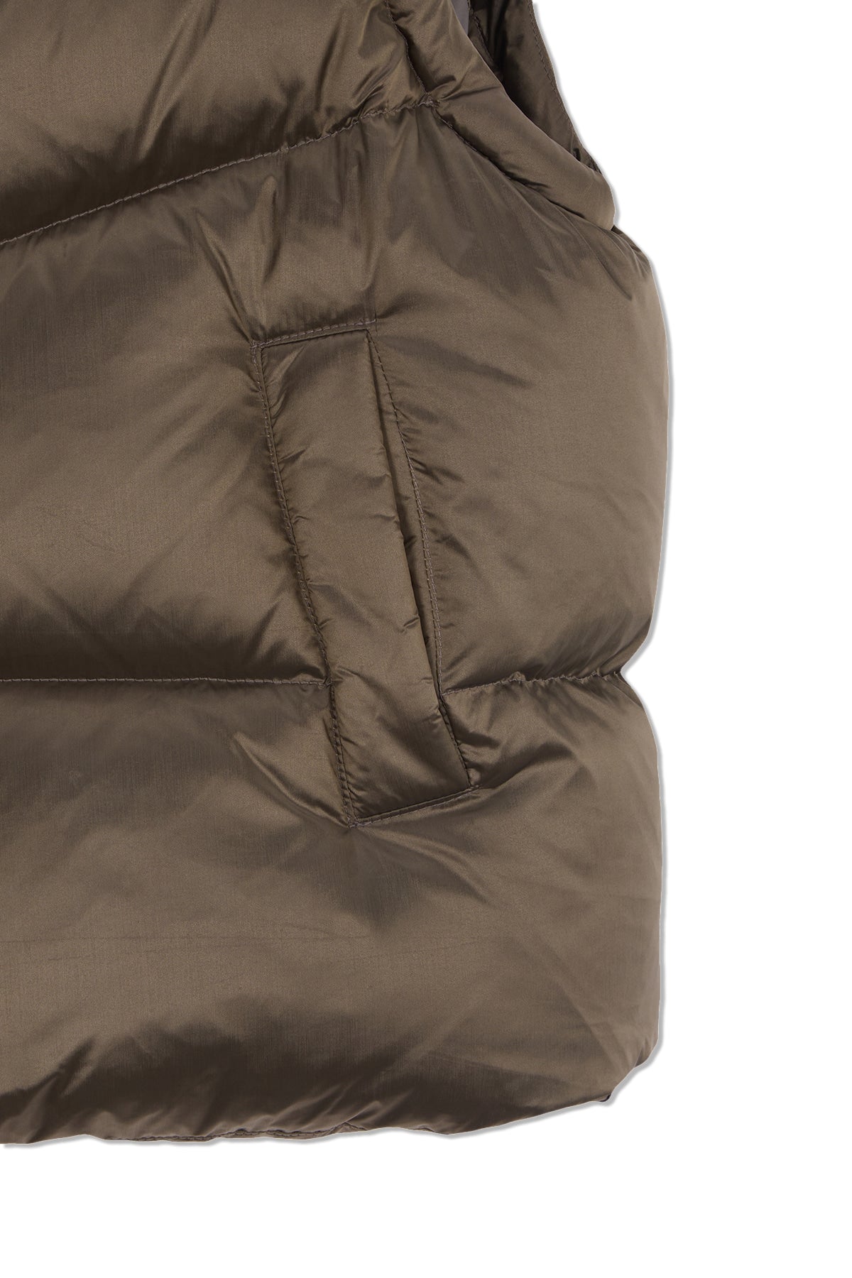 Matin Kim - Unbalance Quilted Down Vest (Khaki Brown) product image 4 | TRAB K-Fashion Australia