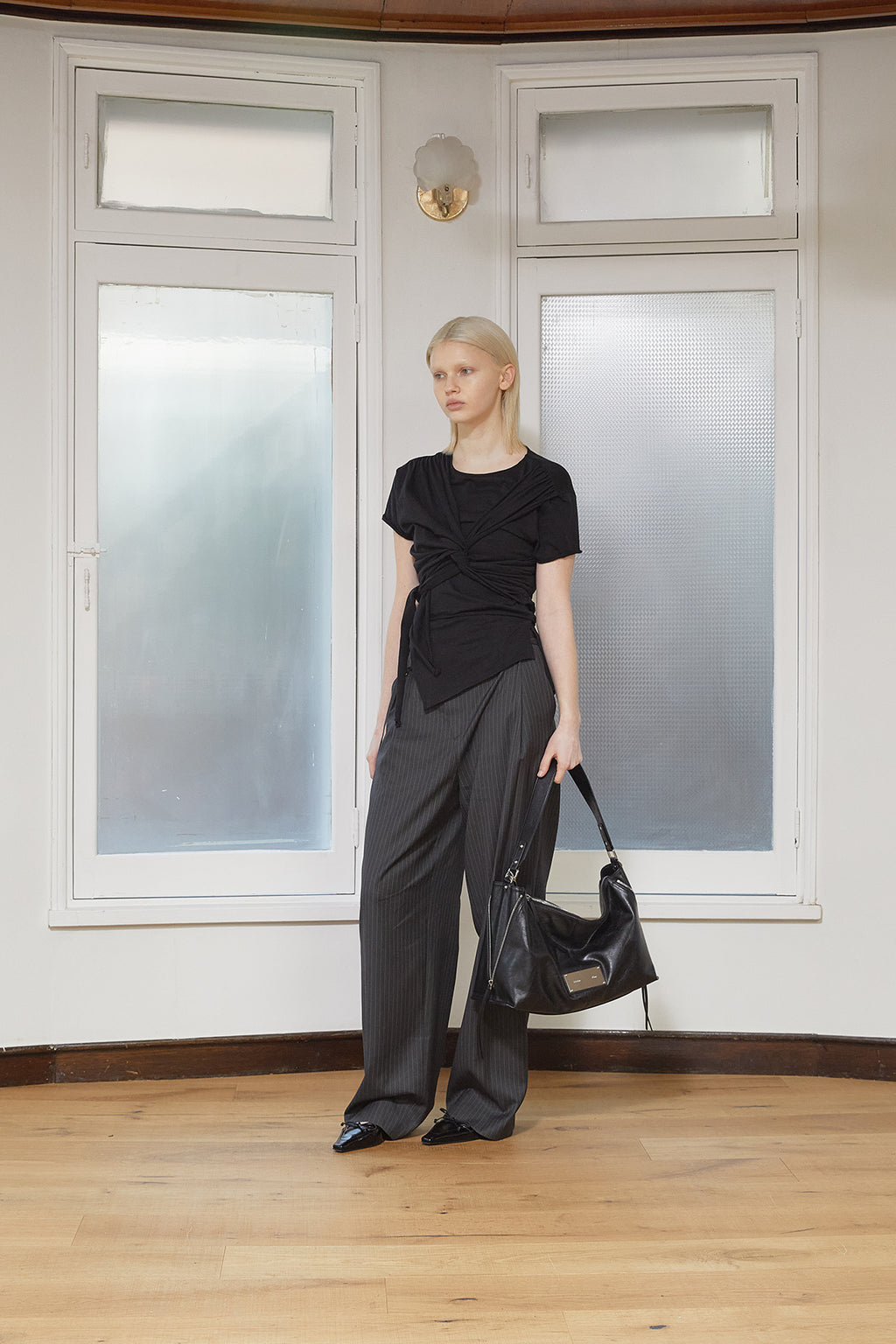 Matin Kim - Tuck Point Stripe Trouser (Charcoal) product image 8 | TRAB K-Fashion Australia