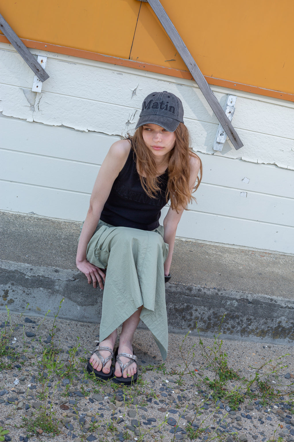 Matin Kim - Logo Applique Slim Tank Top (Black) product image 8 | TRAB K-Fashion Australia