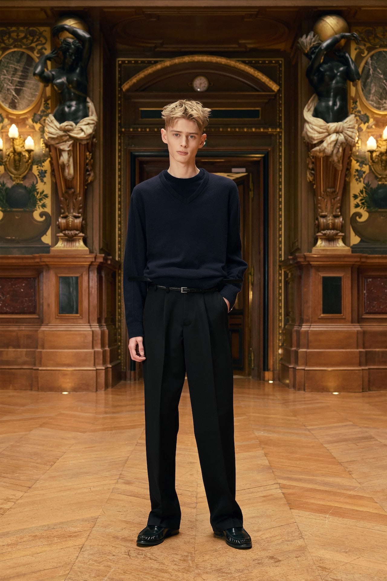 STU - Pin Tuck V-neck Knit (Navy) product image 8 | TRAB K-Fashion Australia
