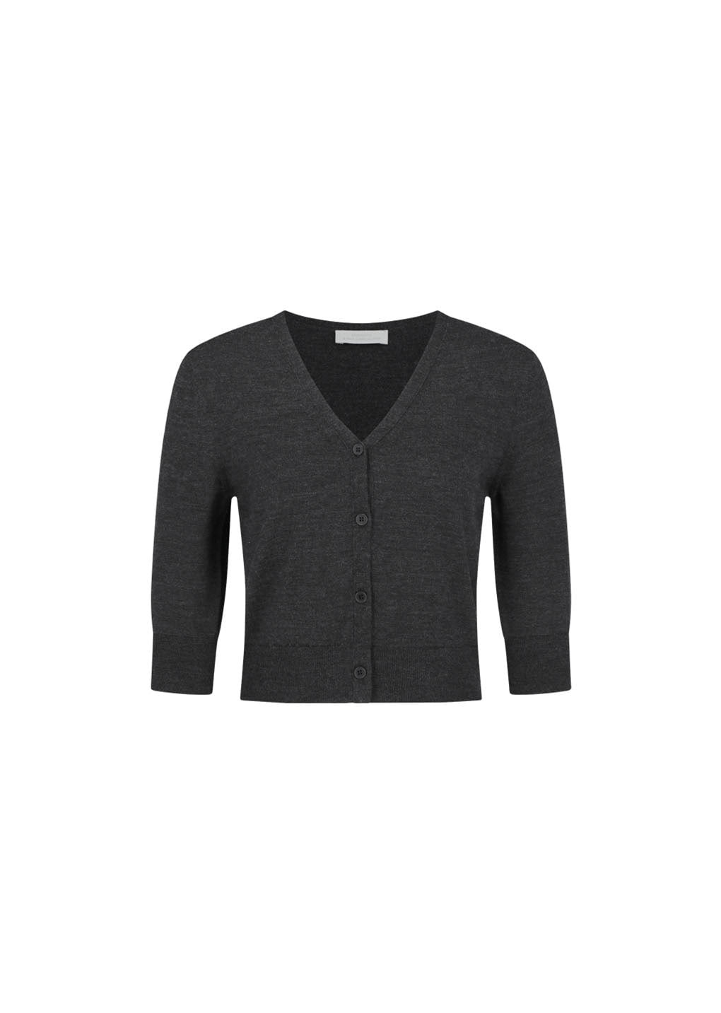 Amomento - Wool V-neck Crop Cardigan (Charcoal) product image 2 | TRAB K-Fashion Australia