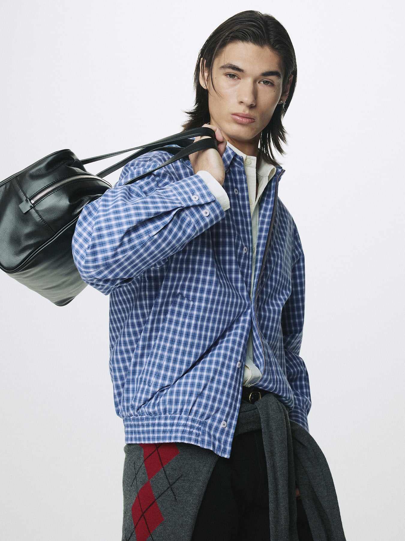 Tonywack - Checked Cotton Button-Down Blouson (Blue) product image 5 | TRAB K-Fashion Australia