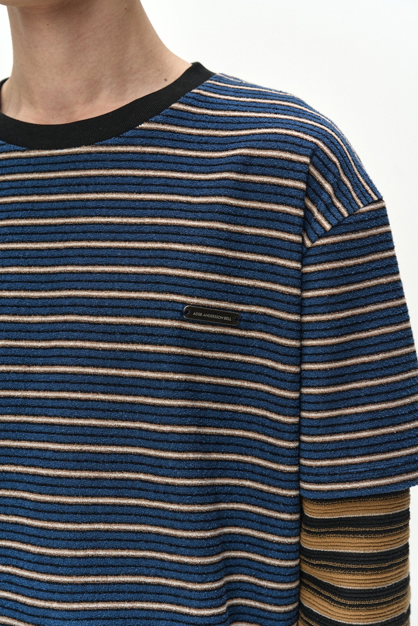 Andersson Bell - Unisex Stripe Layered Long Sleeve T-Shirt (blue) (Blue) product image 5 | TRAB K-Fashion Australia