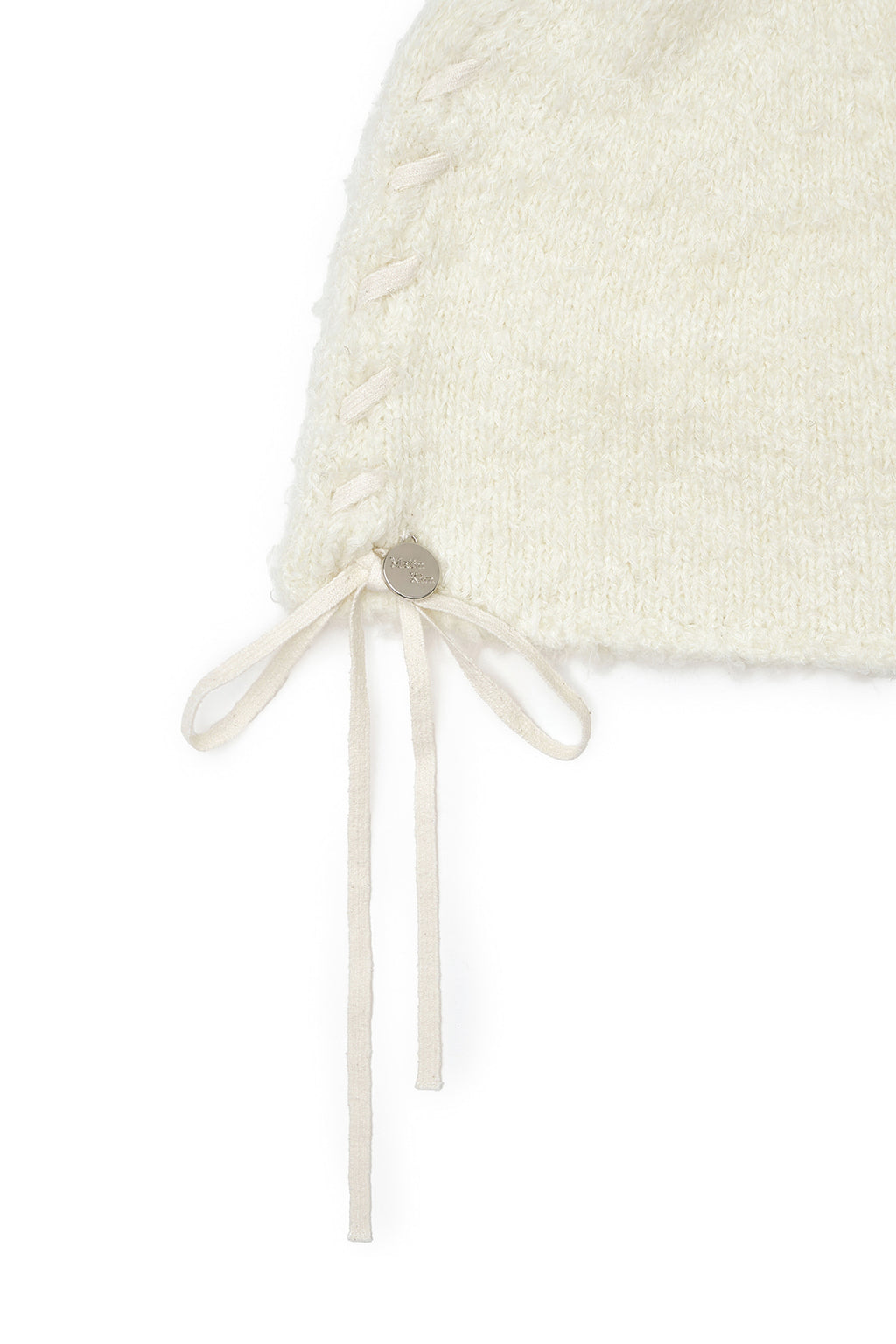 Matin Kim - Ribbon Tie Knit Beanie (Ivory) product image 4 | TRAB K-Fashion Australia