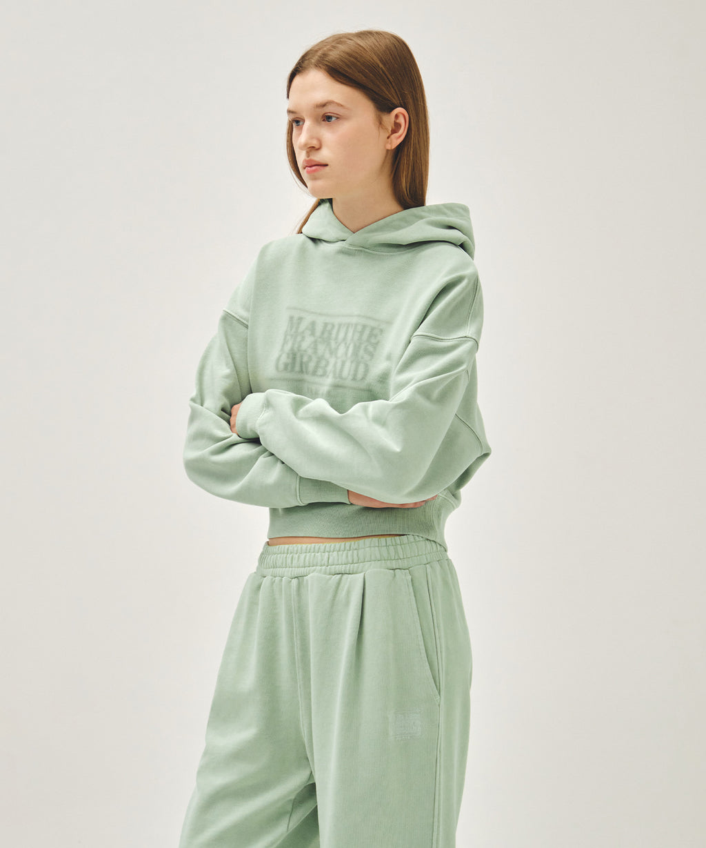 Marithe & Francois Girbaud - Shadow Classic Logo Dyeing Crop Hoodie (Mint) product image 2 | TRAB K-Fashion Australia