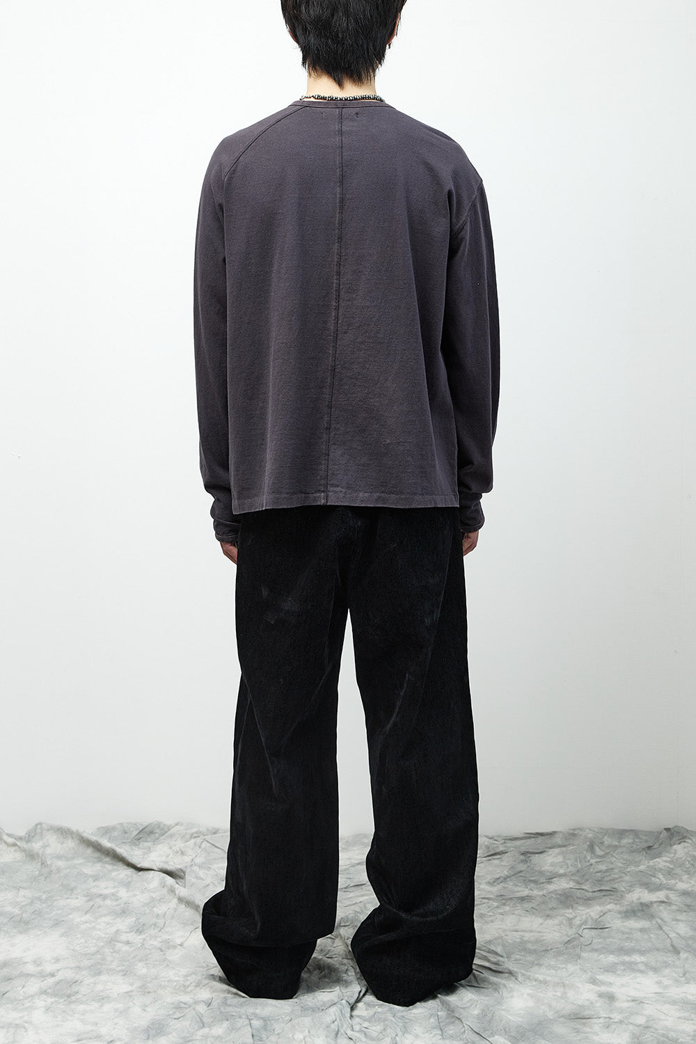 Hatchingroom - Double Henley Neck Tee Bleached Blue (Charcoal) product image 10 | TRAB K-Fashion Australia