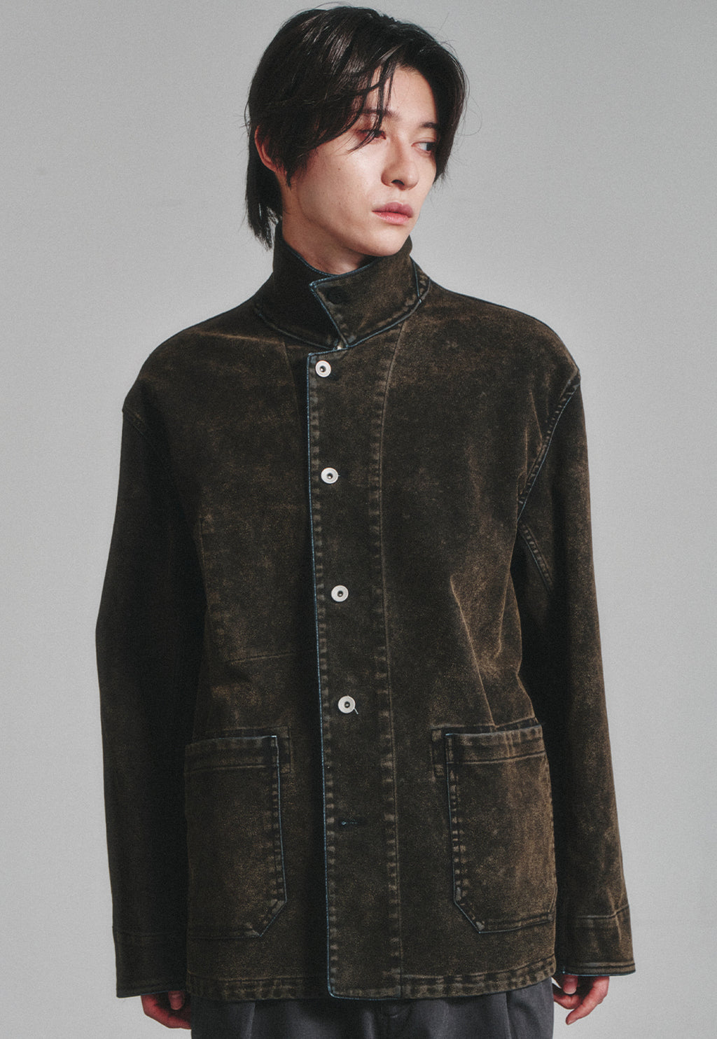 Art if acts - Flocked Denim French Work Jacket (Mud Indigo) product image 5 | TRAB K-Fashion Australia