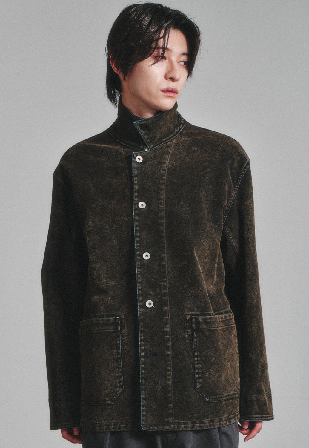 Art if acts - Flocked Denim French Work Jacket (Mud Indigo) product image 5 | TRAB K-Fashion Australia