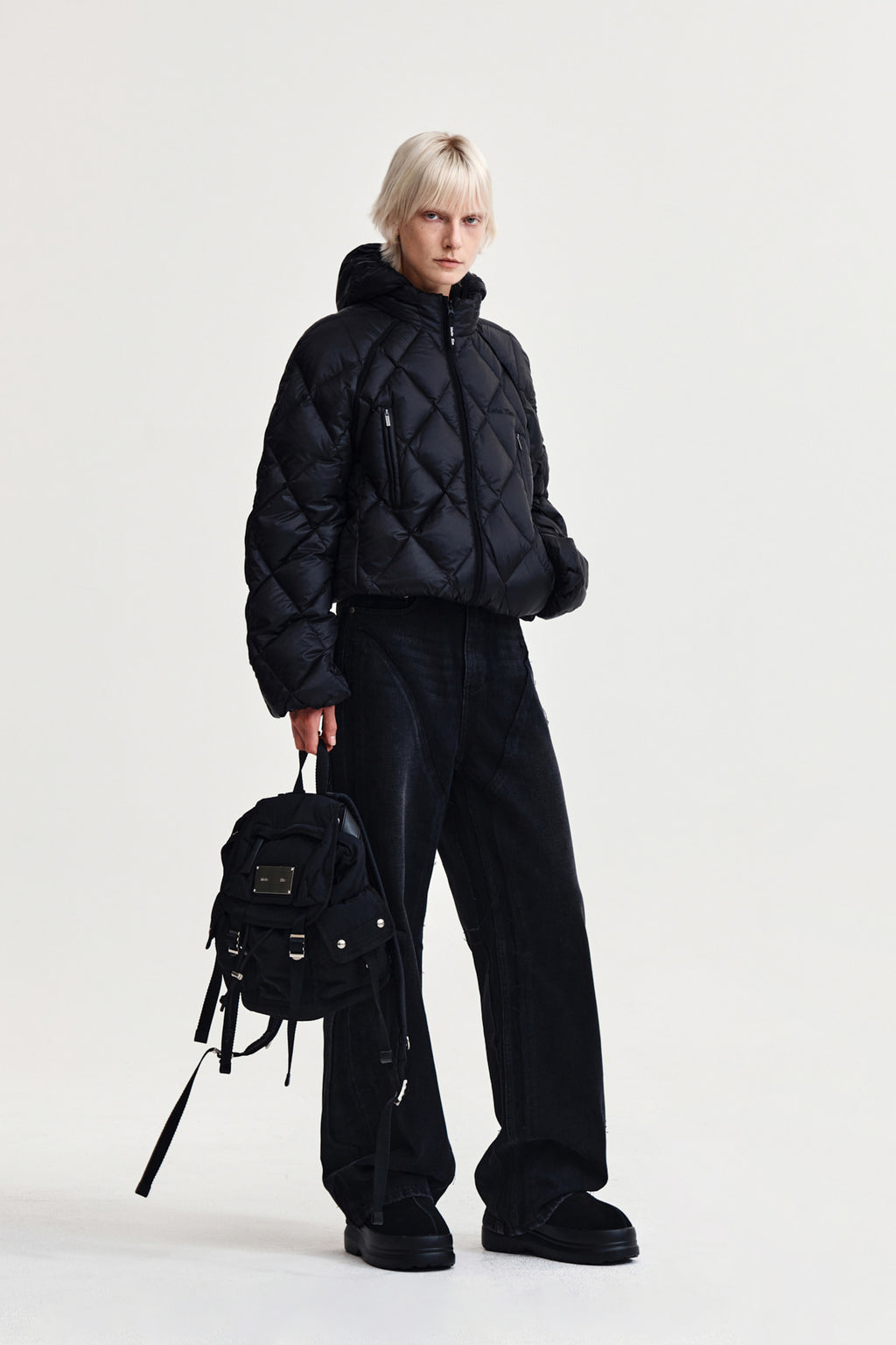 Matin Kim - Quilting Hoody Lightweight Jumper (down Blended) (Black) product image 9 | TRAB K-Fashion Australia