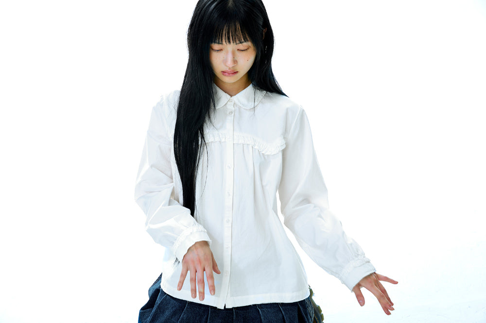 Coyseio - Rough Cut Frill Shirt (Ivory) product image 13 | TRAB K-Fashion Australia