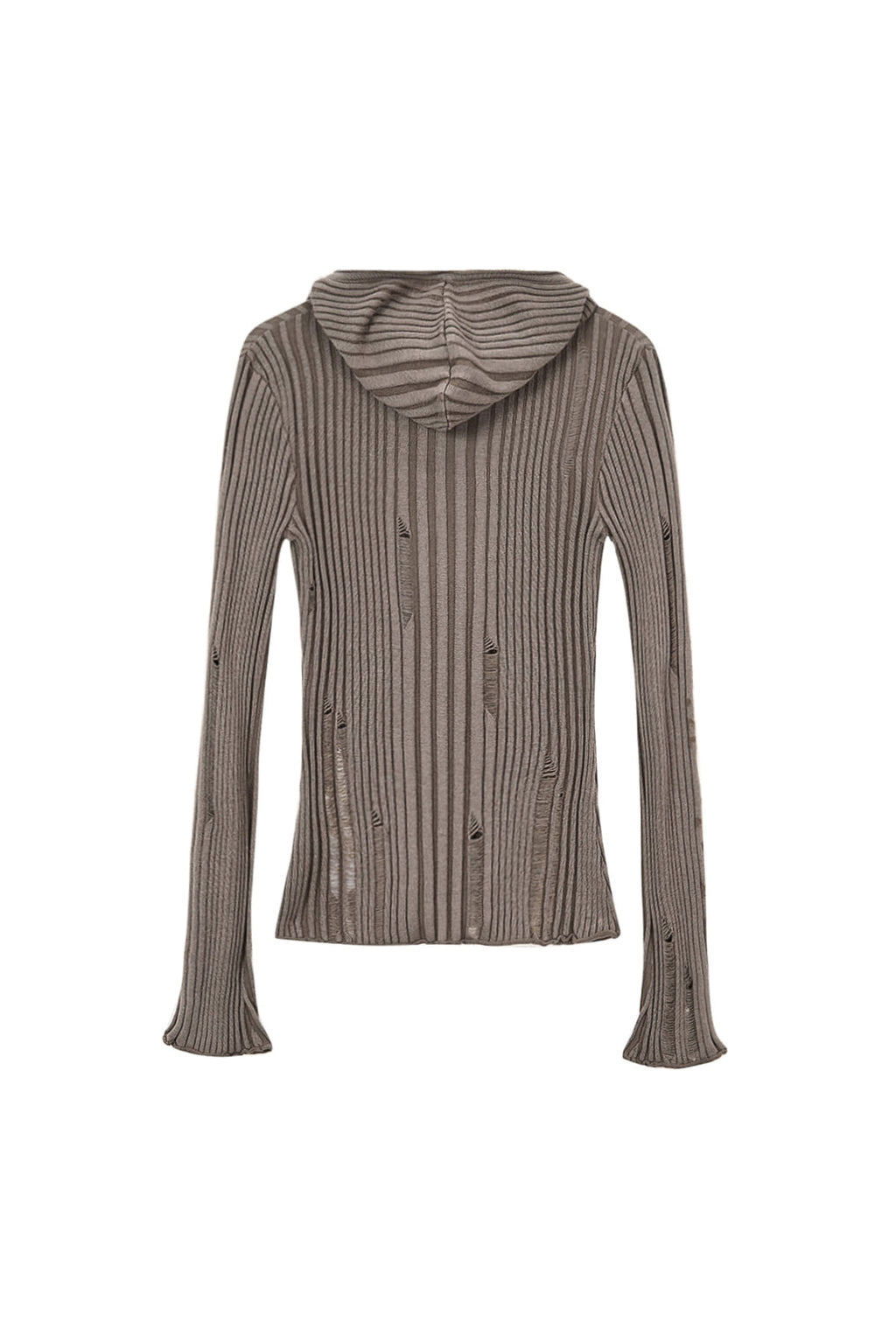 Matin Kim - Logo Point Damage Slim Hoody Cardigan (Khaki Brown) product image 2 | TRAB K-Fashion Australia