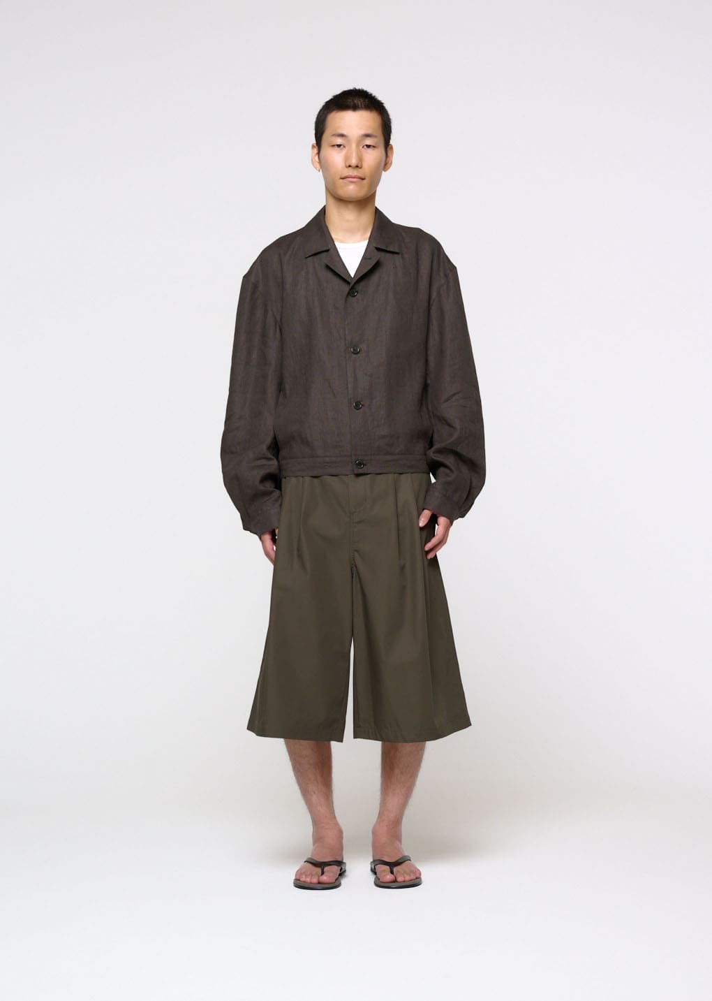 Amomento - Two Tuck Wide Shorts (Brown) product image 2 | TRAB K-Fashion Australia