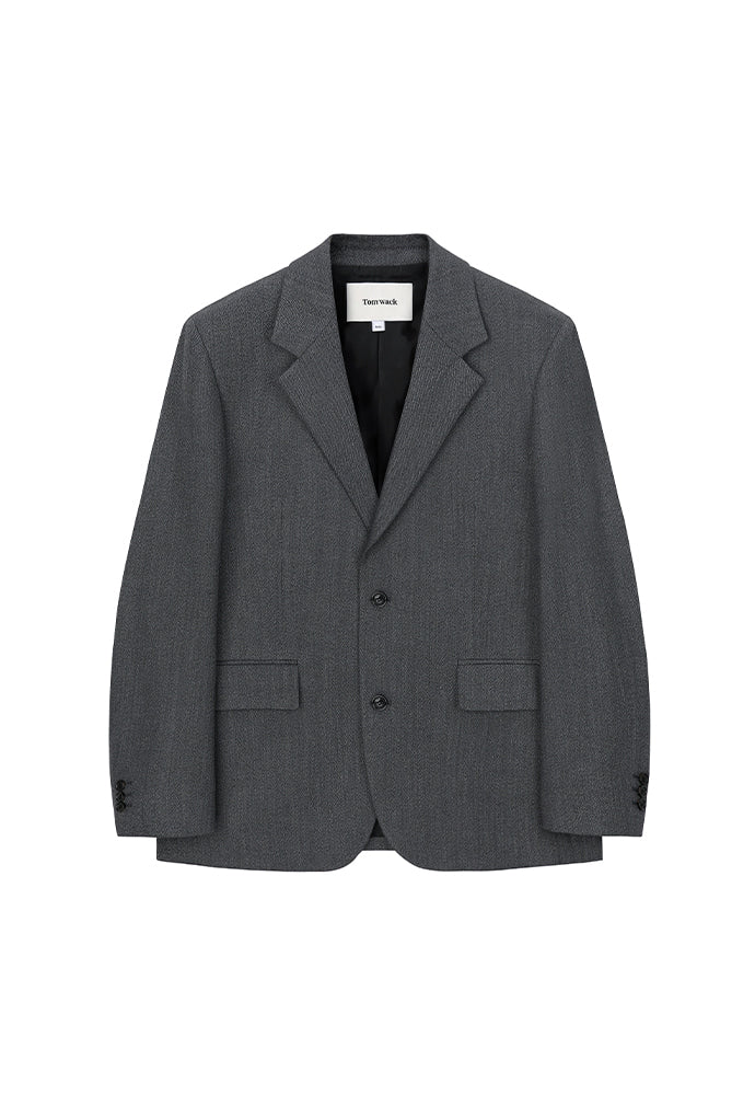 Tonywack - Relaxed Fit Tailored Blazer (Mid-Grey Herringbone) product image 5 | TRAB K-Fashion Australia