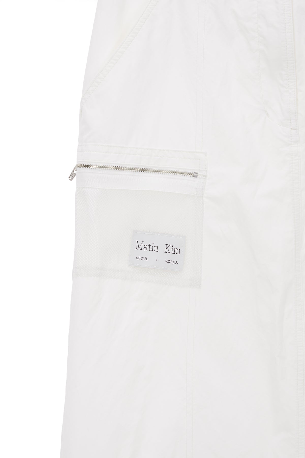 Matin Kim - Nylon Mix Pocket Maxi Skirt (White) product image 3 | TRAB K-Fashion Australia