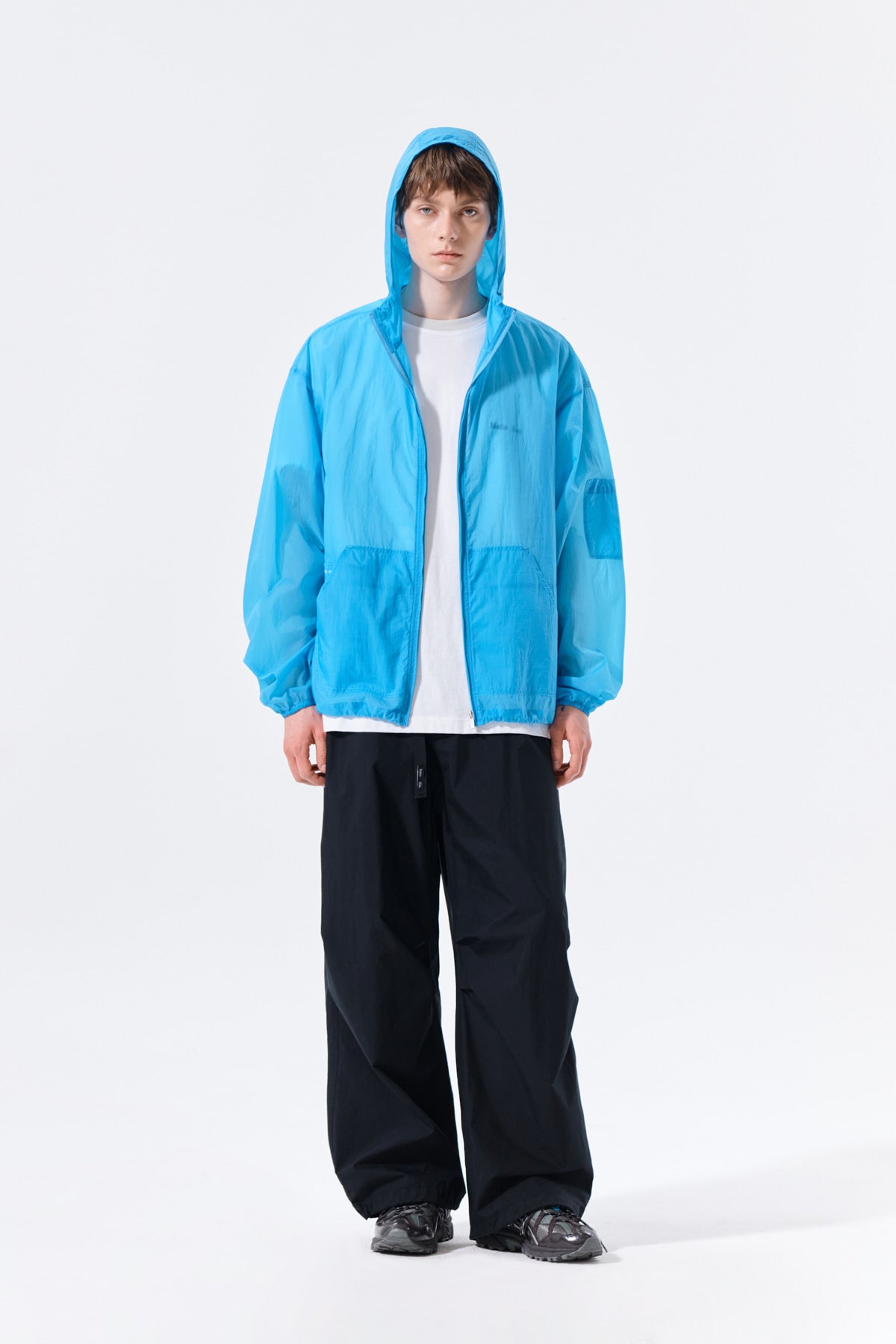 Matin Kim - Back Logo Hoody Windbreaker (Blue) product image 10 | TRAB K-Fashion Australia