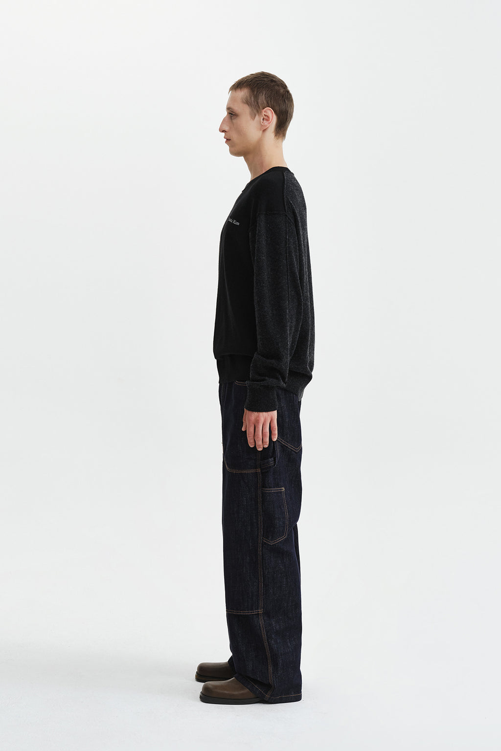 Matin Kim - [Pre-Order – Ships September 28] Cashmere Blended Panel Knit Pullover (Black) product image 8 | TRAB K-Fashion Australia