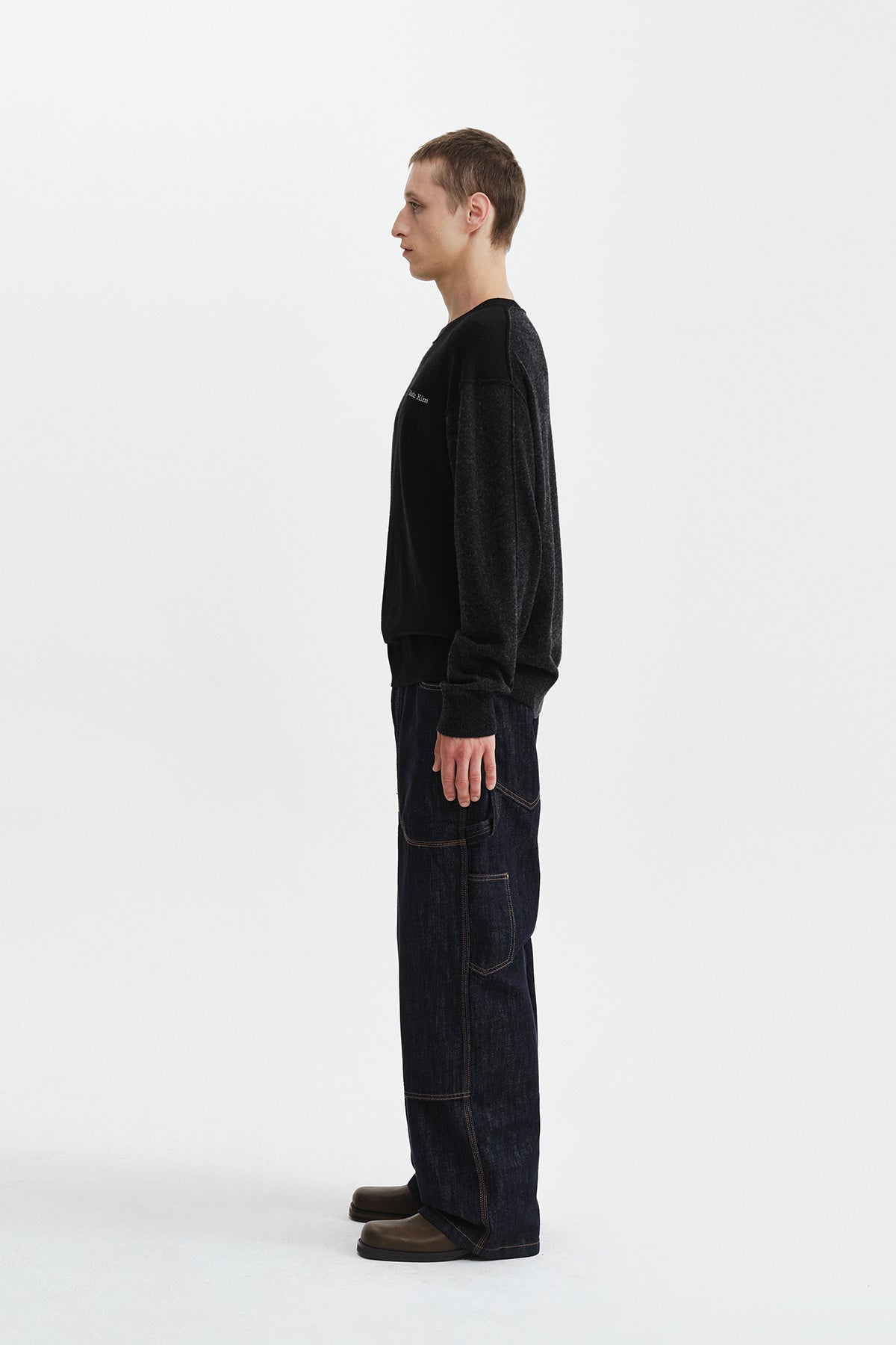 Matin Kim - [Pre-Order – Ships September 28] Cashmere Blended Panel Knit Pullover (Black) product image 8 | TRAB K-Fashion Australia