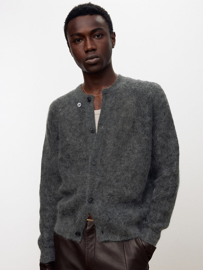 Tonywack - Alpaca Mohair Crew-Neck Cardigan (Carbon) product image 4 | TRAB K-Fashion Australia