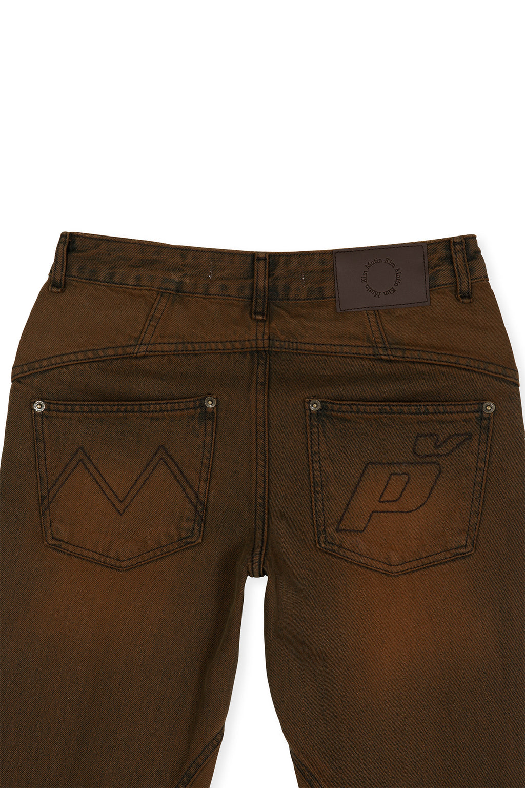 Matin Kim - Peaches Zipper Detail Boots Cut Denim Pants (Brown) product image 6 | TRAB K-Fashion Australia