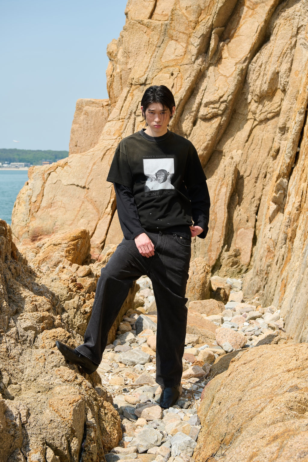 STU - Monkey T-shirt (Black) product image 1 | TRAB K-Fashion Australia