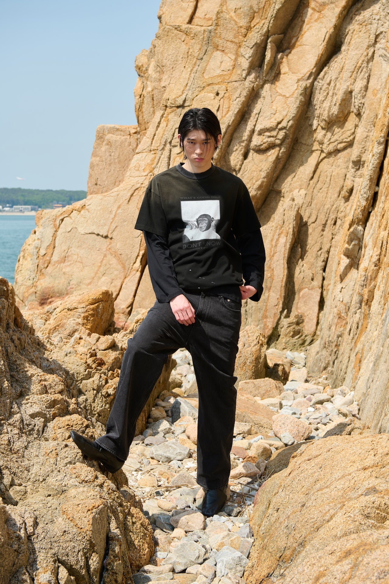 STU - Monkey T-shirt (Black) product image 1 | TRAB K-Fashion Australia