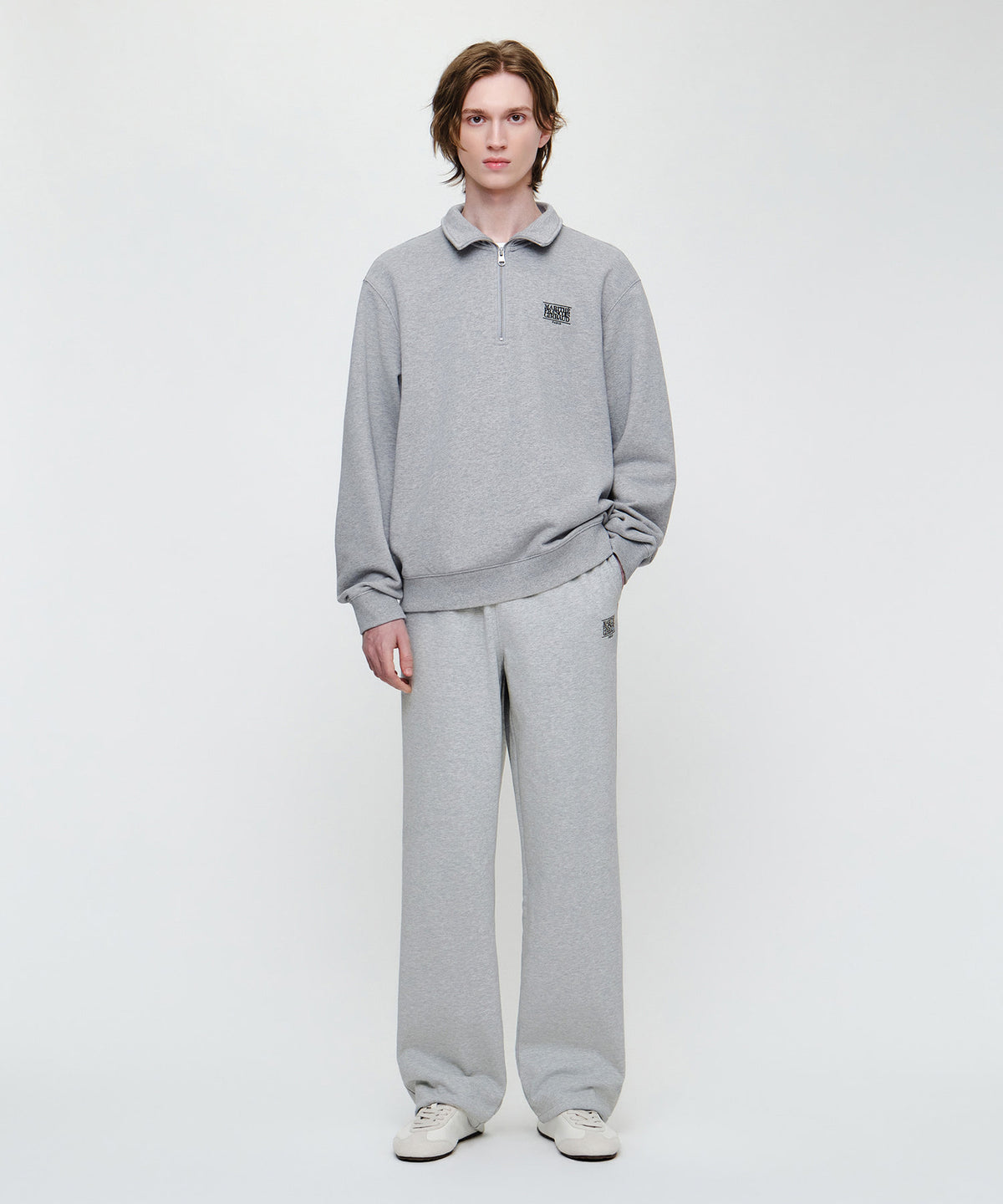 Marithe & Francois Girbaud - Small Classic Logo Half Zipup Sweatshirt (Heather Gray) product image 6 | TRAB K-Fashion Australia