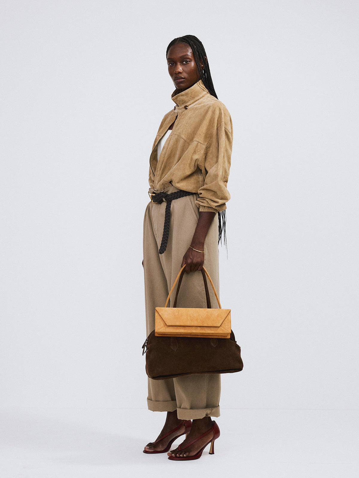 Recto - Banding Detail Wide Cotton Pants (Light Khaki) product image 2 | TRAB K-Fashion Australia