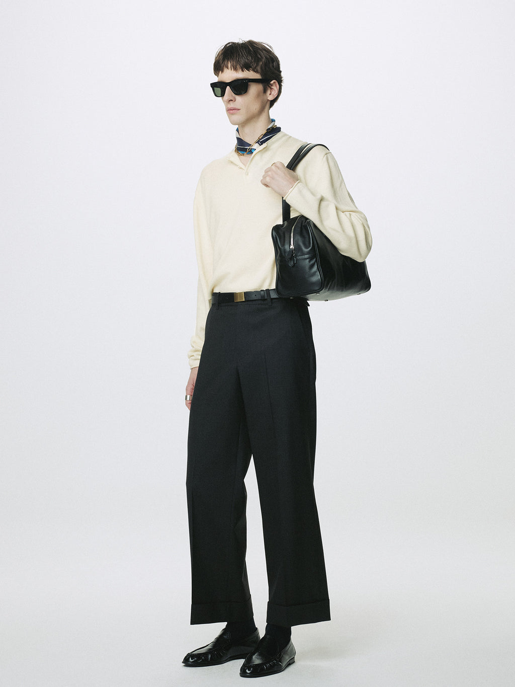 Tonywack - Extra Fine Wool Raw Hem Henley Neck Knit (Ecru) product image 2 | TRAB K-Fashion Australia