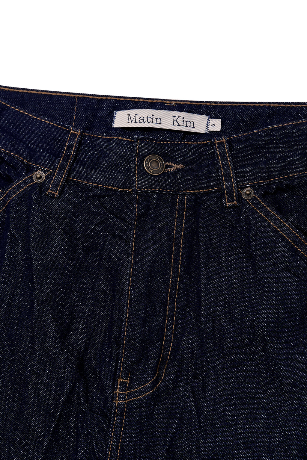 Matin Kim - Stitch Point Crinkle Denim Pants (Dark Navy) product image 3 | TRAB K-Fashion Australia