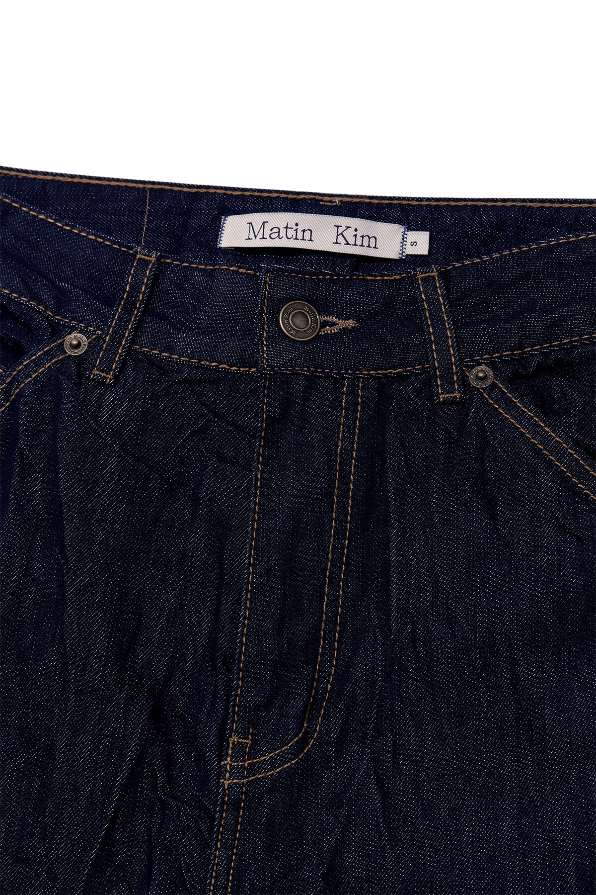 Matin Kim - Stitch Point Crinkle Denim Pants (Dark Navy) product image 3 | TRAB K-Fashion Australia