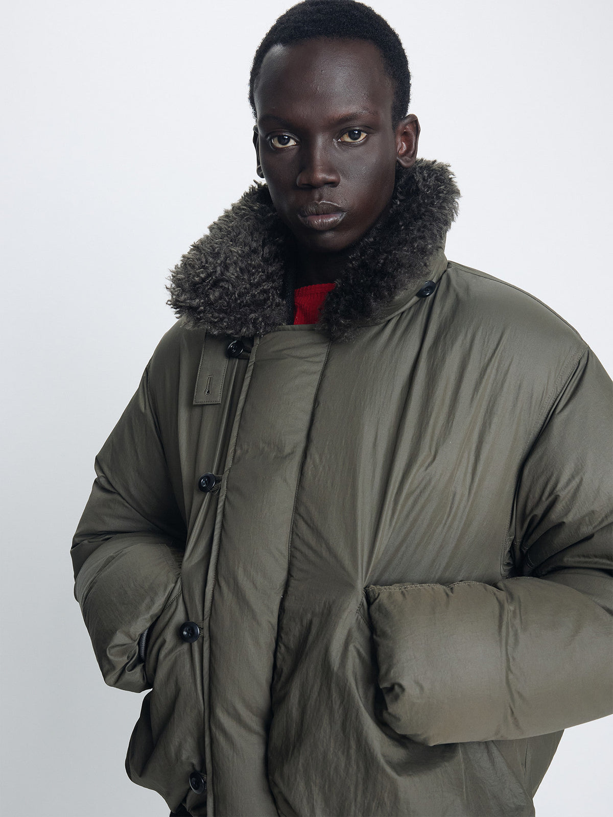 Tonywack - Shearling Collar Puffer Blouson (Olive) product image 3 | TRAB K-Fashion Australia