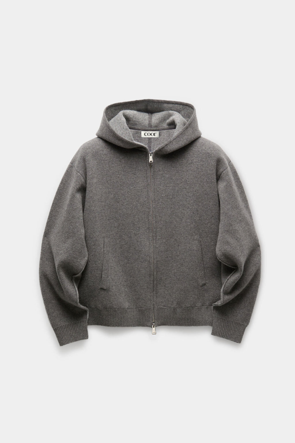Coor - Double Face Wool And Blend Hoodie Zip-Up (Melange Charcoal) product image 1 | TRAB K-Fashion Australia