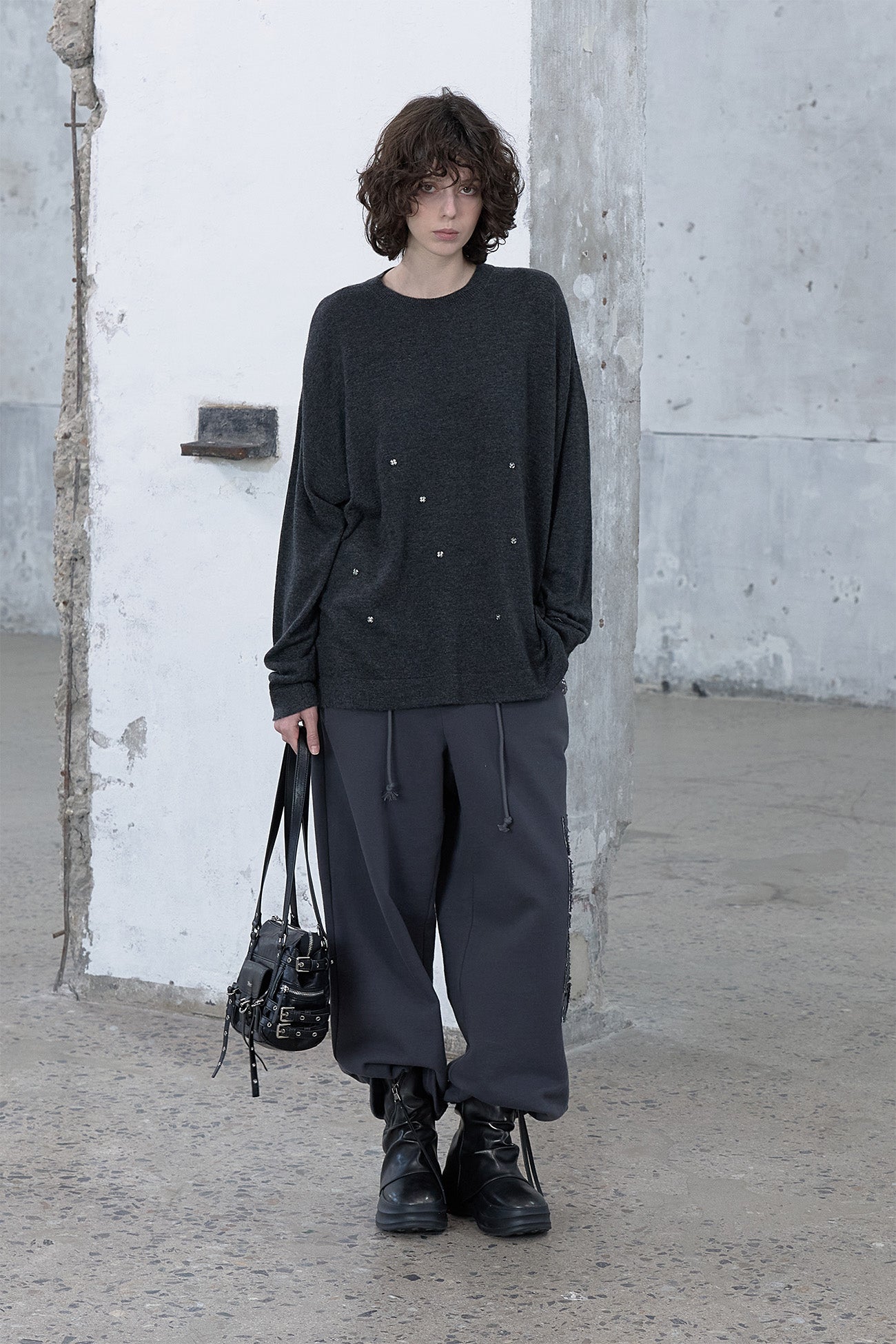 Deinet - Button Up Pullover Knit (Charcoal) product image 4 | TRAB K-Fashion Australia