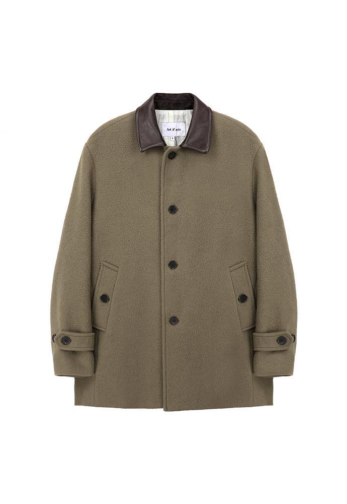 Art if acts - Leather Collar Casentino Half Coat (Moss Grey) product image 7 | TRAB K-Fashion Australia
