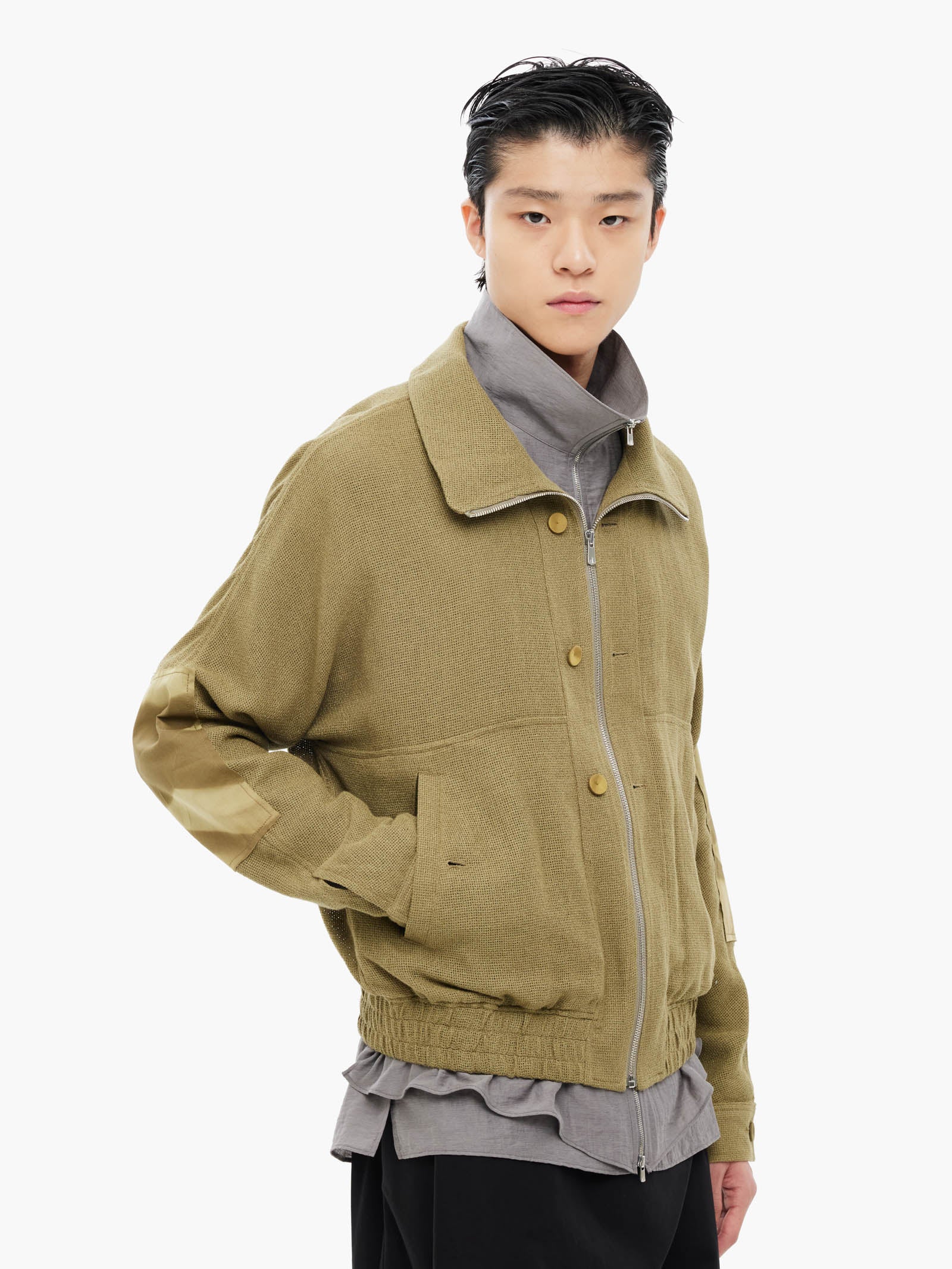 Jiyong Kim - Sun-Bleached Double Front Jacket (Khaki) product image 3 | TRAB K-Fashion Australia