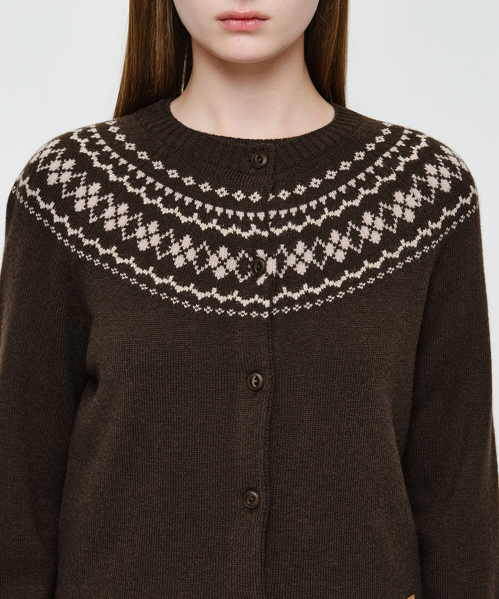 Marithe & Francois Girbaud - Small Classic Logo Nordic Cardigan Set Up (Brown) product image 4 | TRAB K-Fashion Australia