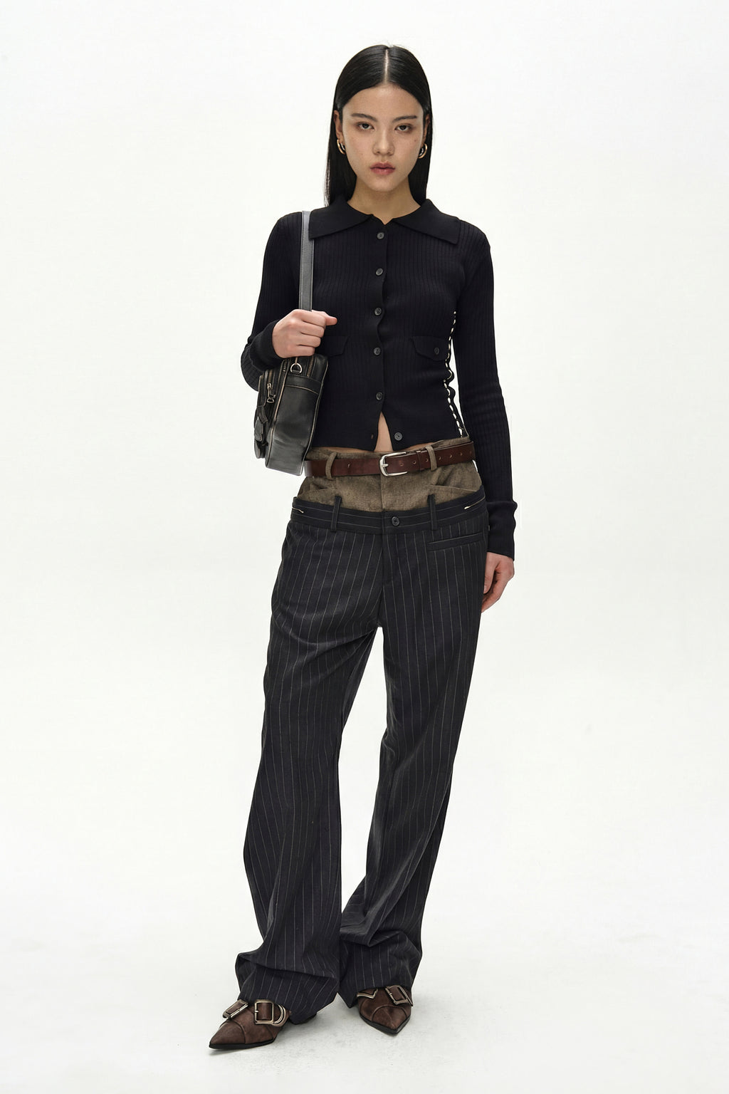 Andersson Bell - Cashmere Hand Stitched Rib Cardigan (Black) product image 2 | TRAB K-Fashion Australia