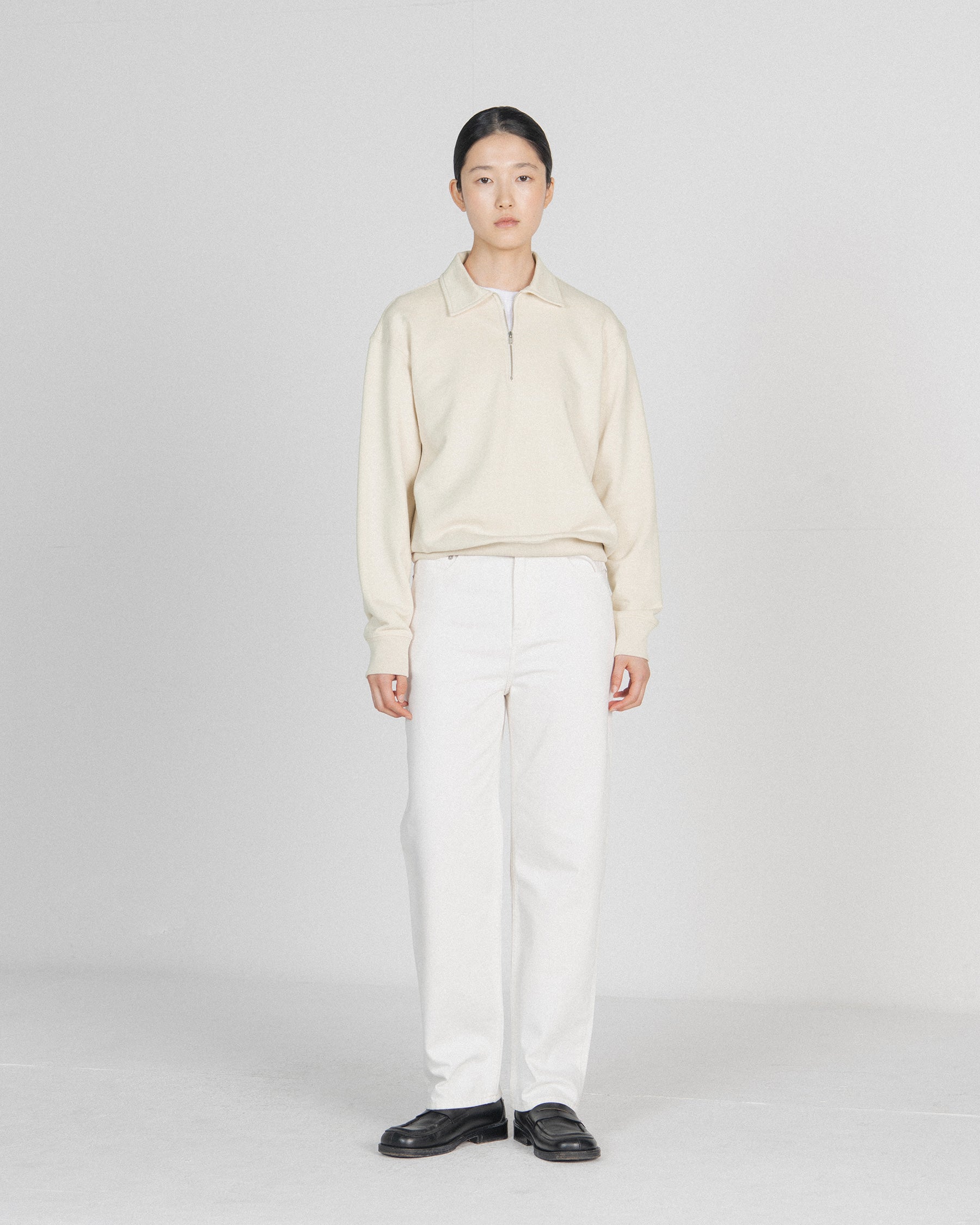 Brownyard - Washed Sweat Half Zip Up (Ivory) product image 4 | TRAB K-Fashion Australia