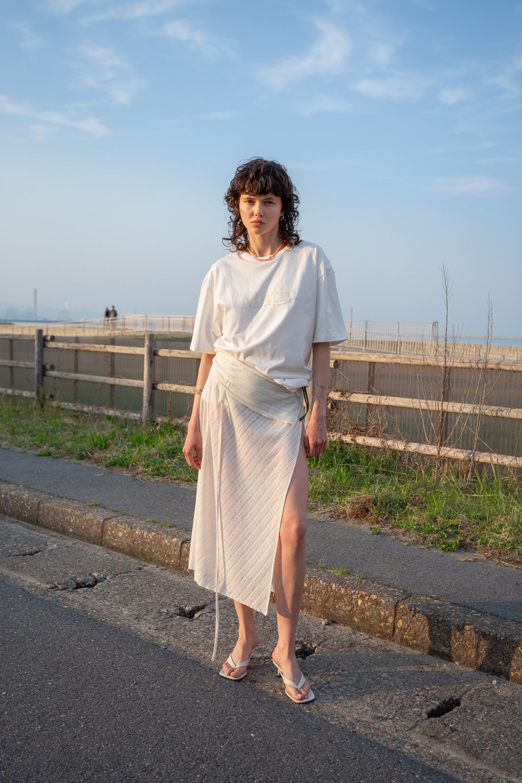 Matin Kim - Foldover Layered Maxi Wrap Skirt (Ivory) product image 8 | TRAB K-Fashion Australia