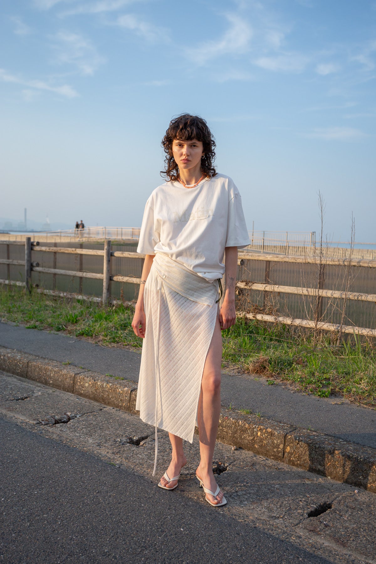 Matin Kim - Foldover Layered Maxi Wrap Skirt (Ivory) product image 8 | TRAB K-Fashion Australia