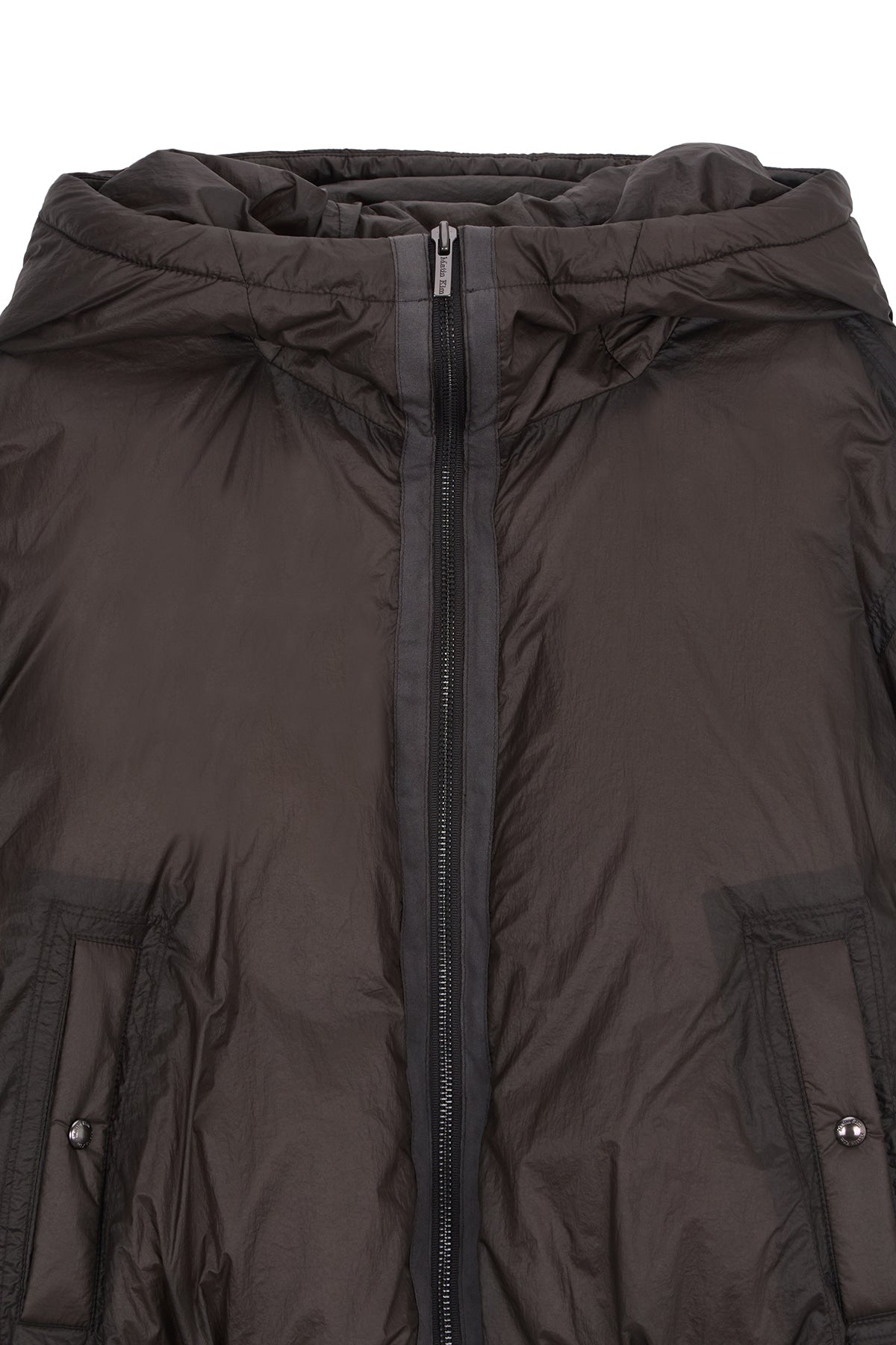 Matin Kim - Back Logo Hoody Short Down Jumper (Charcoal) product image 4 | TRAB K-Fashion Australia