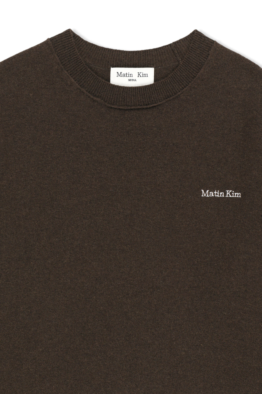 Matin Kim - [Pre-Order – Ships September 28] Cashmere Blended Panel Knit Pullover (Brown) product image 3 | TRAB K-Fashion Australia