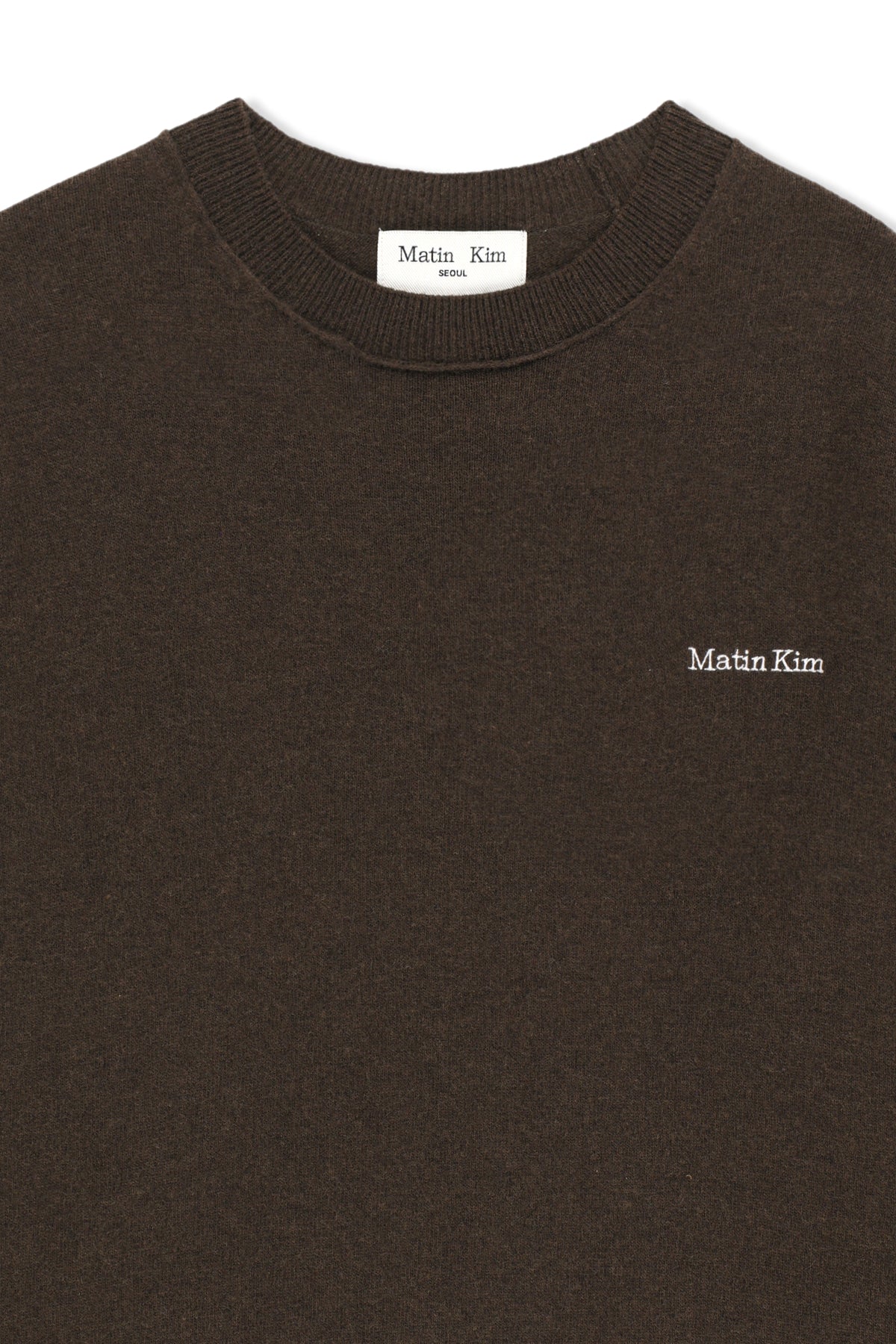 Matin Kim - [Pre-Order – Ships September 28] Cashmere Blended Panel Knit Pullover (Brown) product image 3 | TRAB K-Fashion Australia